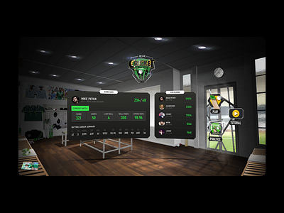 Dressing Room - Cricket Simulator VR Game 3d game cricket ui ux vr