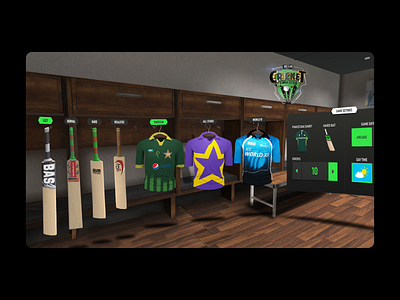 Dressing Room - Cricket Simulator VR Game 3d cricket ui ux vr game