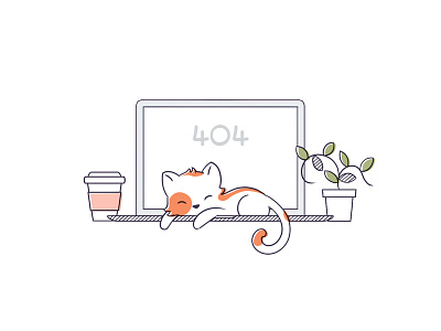 404 Page 404 cat coffee cup cute error kayako macbook not found plant sleeping
