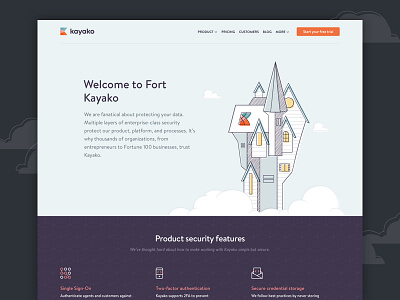 Security page design features fort kayako security web website
