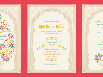 Wedding card celebration family floral golden illustration indian invitation invitation card marriage traditional wedding