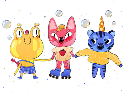 Character design for milkshakes "Fruit animals"