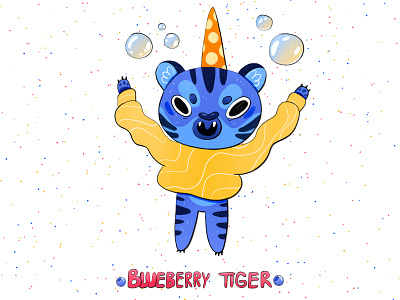 Blueberry tiger bright color character design childrens book design digital illustration illustration illustration art illustrator package design procreate product design raster