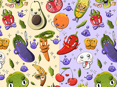 Character and pattern design "Crazy vegetables"