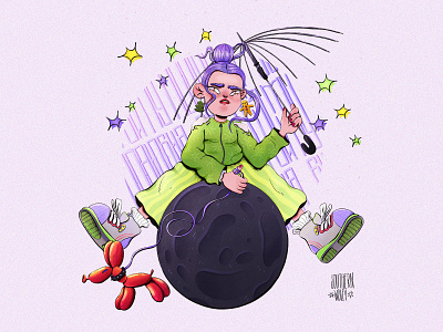 To the moon bright color character design design digital illustration illustration illustration art illustrator procreate