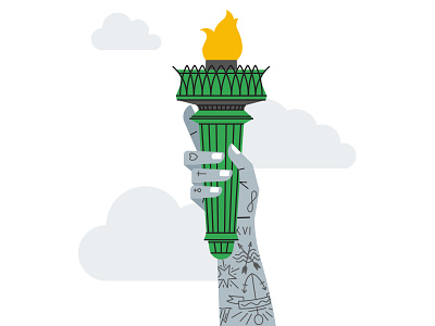 Lady Liberty designs hand illustration liberty new york torch