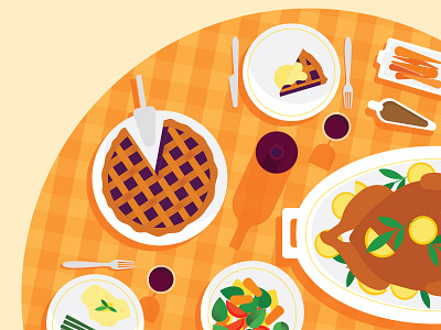 Holiday Traditional Turkey Dinner holiday illustration meal pumpkin pie traditional vegetables