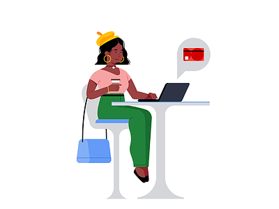 Shop Safely cafe character design girl illustration illustrator internet safety vector