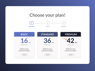 Pricing UI Concept app design flat icon pricing pricing page pricing plans ui ux vector web xd