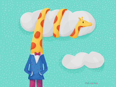 The day the giraffe stumbled on the cloud animal art animal character character children illustration design illustrate illustration illustration art photoshop art wacom