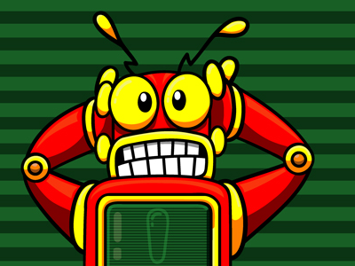 Don't Panic cartoon cute illustrator panic robot