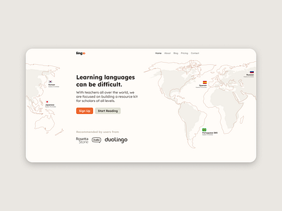 Homepage for a language learning platform (Light) ui web design