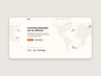 Homepage for a language learning platform (Light)