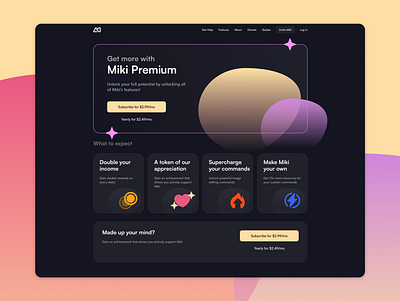 Miki Premium Page (Dark) branding graphic design ui