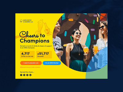 Molson Coors "Cheers to Champions" Concept cheers covid 19 design donate drinks illustration molson coors nhs typography ui vector