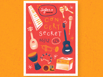 Sofar Sounds Barcelona concert concert poster digital digital art digital illustration drawing illustration music music illustration music poster poster poster art poster design sofar sofar sounds