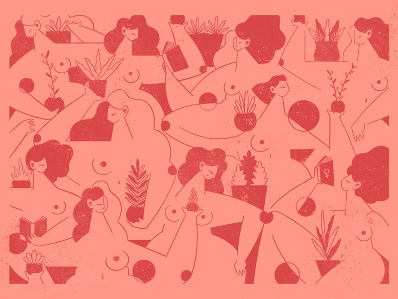 Together art prints texture photoshop procreate app feminism women empowerment together pink women illustration print art print digital drawing digital art illustration digital illustration