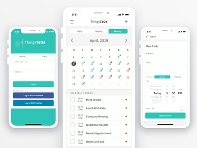 ThingsToDo App iphonex todo todolist ui ux