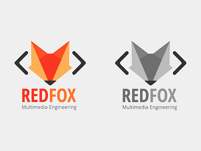 Redfox logo - Full color and Grayscale dev developer fox illustrator logo logo design logodesign orange