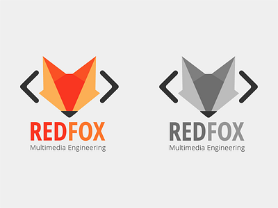 Redfox logo - Full color and Grayscale