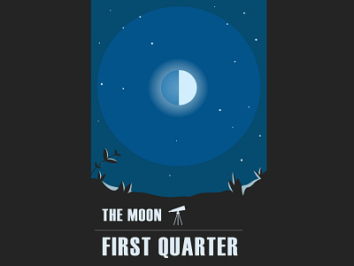 Moon First Quarter adobe illustrator design flat graphicdesign illustration illustrator minimal vector