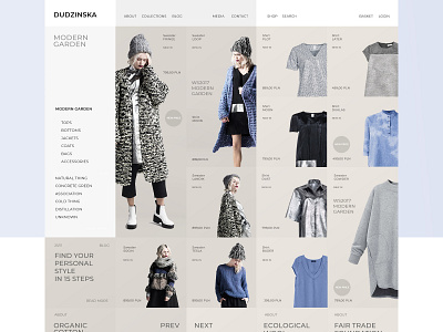 Apparel designer web store wireframe