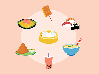 Asian Heritage Month Illustration asian bright colour design food heritage illustration modern simple