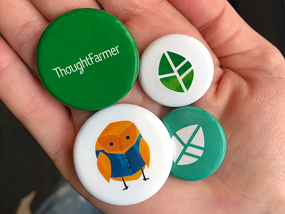 ThoughtFarmer Branded Pins brand brand and identity branded branded collateral branding buttons client work cute animal design design agency digital agency graphic design graphic art illustrated logo illustration illustrations pin swag typography visual design