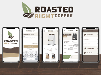 Roasted Right Coffee brown website coffee coffee app coffee bean coffee website mobile coffee website