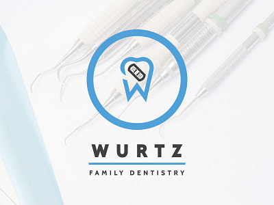 Wurtz Family Dentistry Logo blue branding circular clean cool dentist doctor family logo tooth type