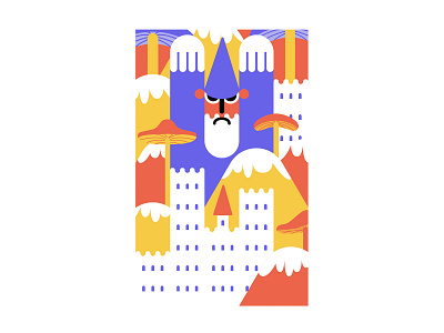 The Wizard castle color color palette colorful colorfull colors design fantasy grid grid design grid system illustration illustrator mushroom negative negativespace playful primary colors vector wizard