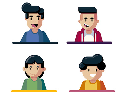 Flat Head Boys avatar boys digitalart flatdesign flathead graphicdesign illustration kids people vector