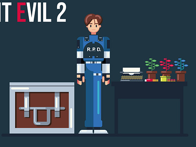 Re2 Wallpaper art digitalart flatdesign gamer graphicdesign leon remake residentevil2 vectorart