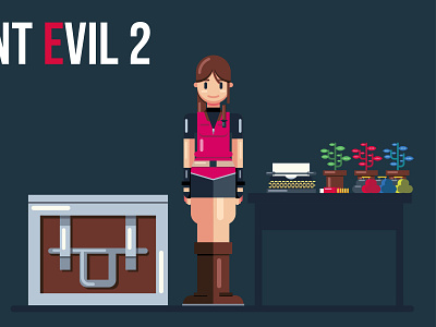 Re2 Claire W claire digitalart flatdesign gamer graphicdesign illustration remake residentevil2 vector