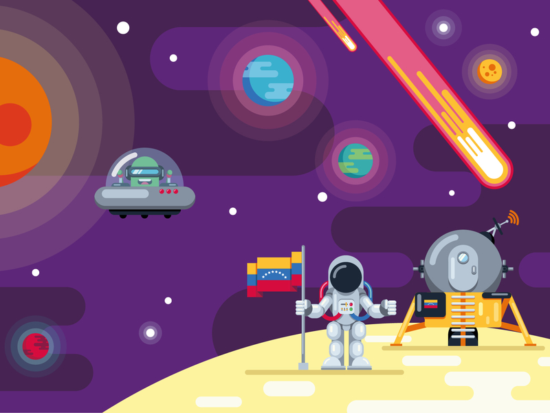 Cartoon Astronaut In Space Wallpaper