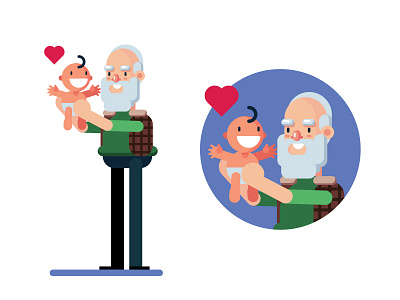 Grandfather 2 art baby design digitalart family flatdesign grandfather grandparents graphicdesign illustration love people vector