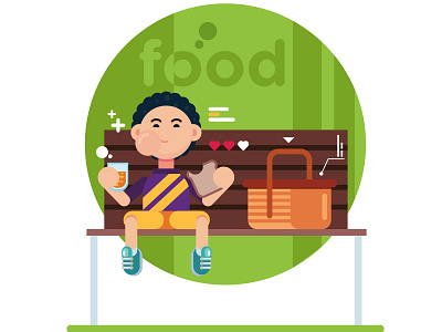 Food People 1 art design digitalart dinner flatdesign food graphicdesign illustration juice kid lunch people picnic vector