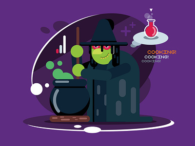 Halloween Witch art design digitalart evil flatdesign graphicdesign halloween illustration magic potion spell vector witch