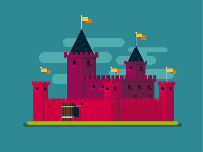 Red Castle 01 art castle design digitalart flatdesign graphicdesign illustration kingdom vector