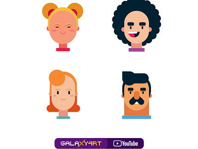 Flat Head Design 1 adobe art avatar characterart characterdesign design digitalart draw drawing flatdesign graphicdesign head illustrate illustration illustrator people speed art vector