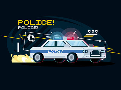 Police Car art cartoon cartoonist design digitalart draw flatcar flatcolors flatdesign graphicdesign illustration police vector