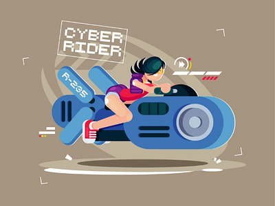 Cyber Rider biker cartoon cartoonist character characterart characterdesign cyberpunk design girl graphicdesign graphicdesigner illustrate illustration