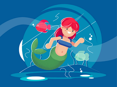 Little mermaid cartoonist cartoons characterart characterdesign flatcolor flatdesign graphicdesign graphicdesigner illustration mermaid sea