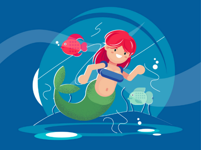 Little mermaid graphicdesigner graphicdesign flatcolor cartoonist cartoons characterart characterdesign illustration flatdesign sea mermaid