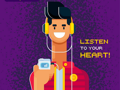 Listen to your heart cartoon cartoonist characterart characterdesign flatcolors flatdesign flaticons flatillustration graphicdesign illustrations vectorart