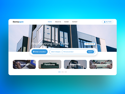 Rentospot design ecommerce flat minimal rental service platform typography ui ux web design web platform webdesign website
