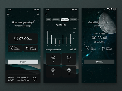 Sleep App alarm alarm app app mobile sketch ui ui ux uidesign