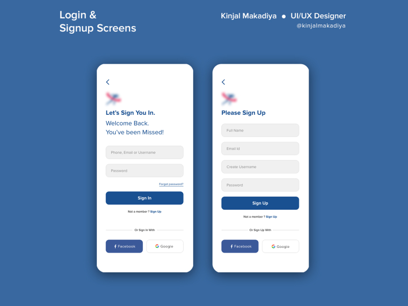 Login & Signup screens by Kinjal Makadiya on Dribbble