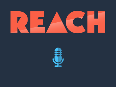 Reach logotype icon identity logo mic podcast