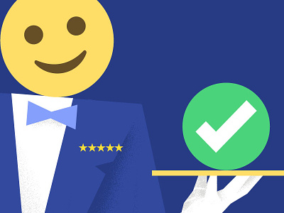 Customer support success blog emoji header illustration post promotional smile success